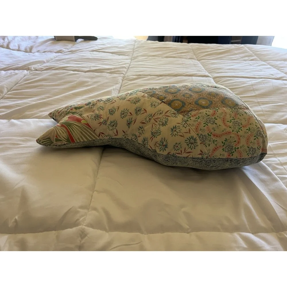 Vintage Quilt Cutter Cat Stuffed Animal Pillow Quilted Scrap Fabrics Cottagecore - Picture 11 of 16